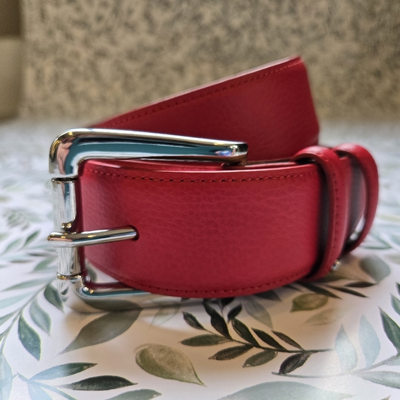 Lauren Ralph Lauren Genuine Leather Belt - Red, Size Medium - Picture 2 of 7